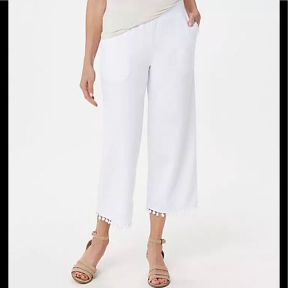 Belle by Kim Gravel Pants - Belle Kim Gravel French Terry Pom-Pom Crop Pants